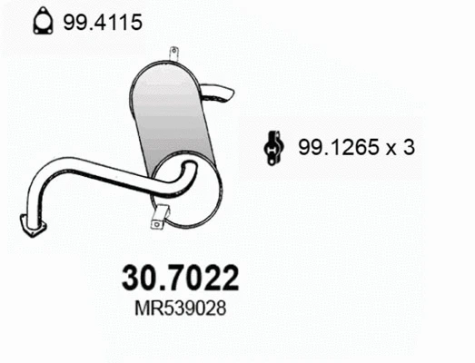 Silencieux arrière ASSO 30.7022