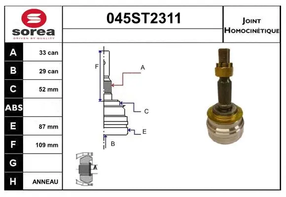 Jeu de joints, arbre de transmission STARTCAR 045ST2311