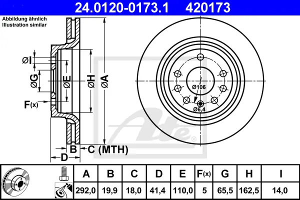Disque de frein ATE-APAC 24.0120-0173.1