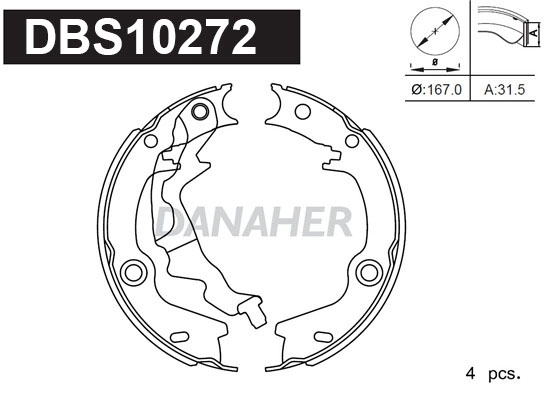 Jeu de mâchoires de frein, frein de stationnement DANAHER DBS10272