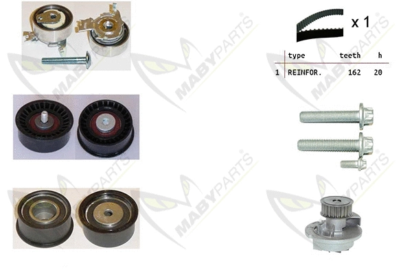Pompe à eau + kit de courroie crantée MABYPARTS OBKWP0097