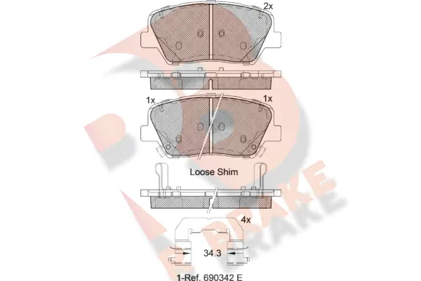 Kit de plaquettes de frein, frein à disque R BRAKE RB2147