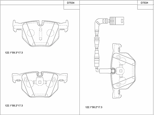 Kit de plaquettes de frein, frein à disque ASIMCO KD7534