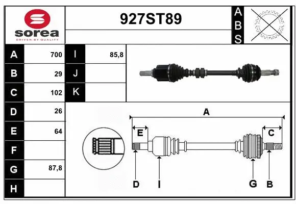 Arbre de transmission STARTCAR 927ST89