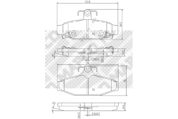 Kit de plaquettes de frein, frein à disque MAPCO 6819