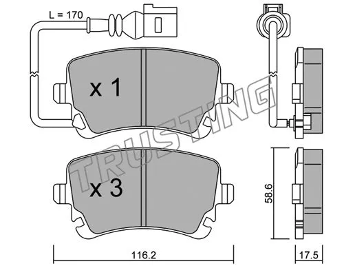Kit de plaquettes de frein, frein à disque TRUSTING 570.0