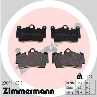 Kit de plaquettes de frein, frein à disque ZIMMERMANN 23694.165.9