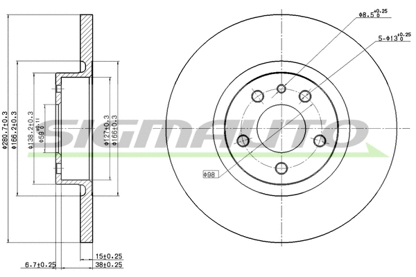 Disque de frein SIGMAUTO DBB057S