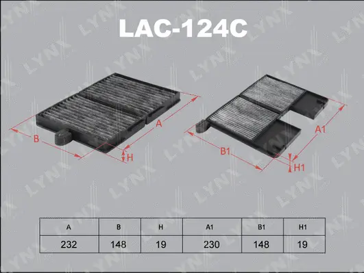 Filtre, air de l'habitacle LYNXAUTO LAC-124C