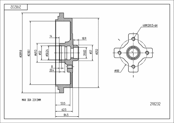 Tambour de frein HART 218 232