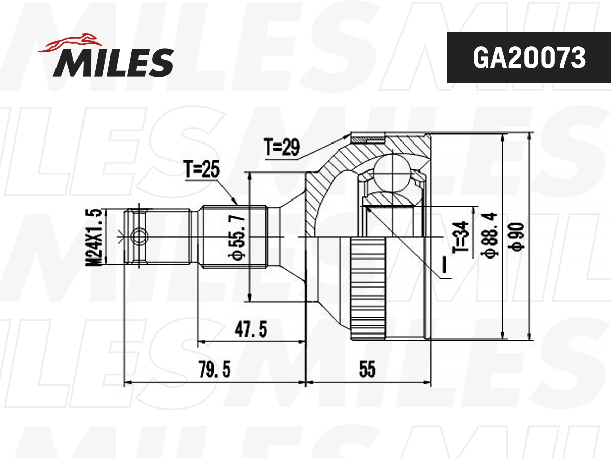 Jeu de joints, arbre de transmission MILES GA20073