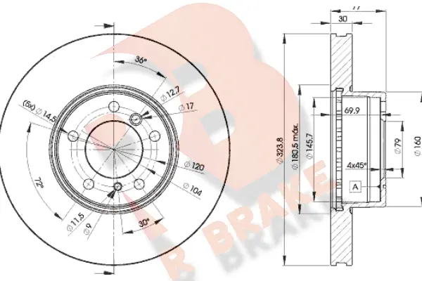 Disque de frein R BRAKE 78RBD29895