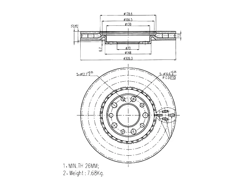 Disque de frein A.Z. Meisterteile AZMT-44-024-1235