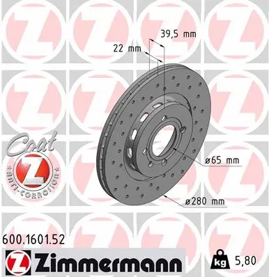 Disque de frein ZIMMERMANN 600.1601.52