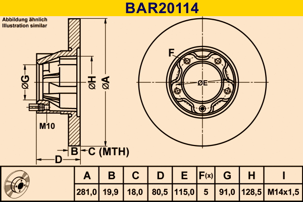 Disque de frein BARUM BAR20114