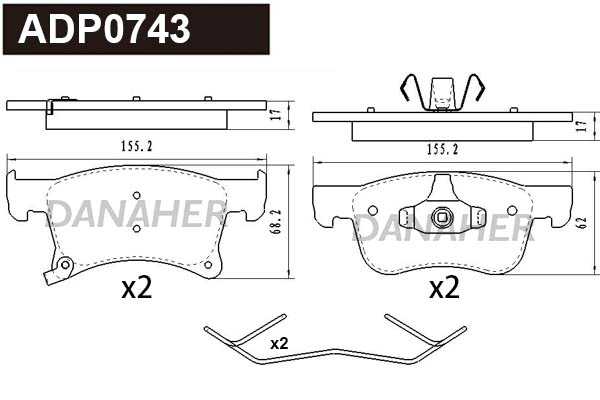 Kit de plaquettes de frein, frein à disque DANAHER ADP0743