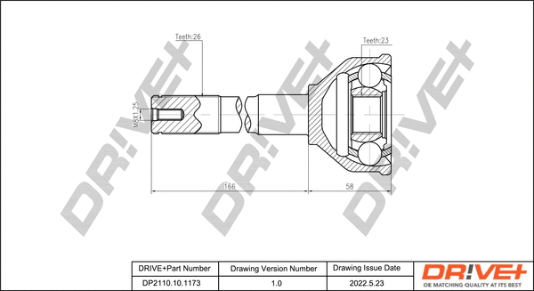 Jeu de joints, arbre de transmission Dr!ve+ DP2110.10.1173