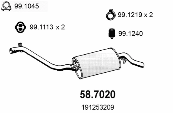 Silencieux arrière ASSO 58.7020