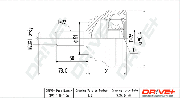 Jeu de joints, arbre de transmission Dr!ve+ DP2110.10.1126