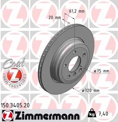 Disque de frein ZIMMERMANN 150.3405.20