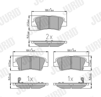 Kit de plaquettes de frein, frein à disque JURID 572629J