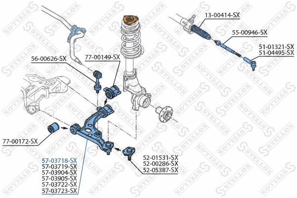 Bras de liaison, suspension de roue STELLOX 57-03718-SX