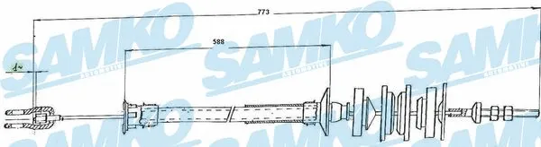 Tirette à câble, commande d'embrayage SAMKO C0167C