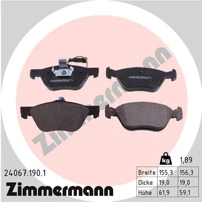 Kit de plaquettes de frein, frein à disque ZIMMERMANN 24067.190.1
