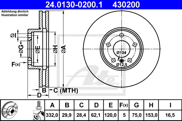Disque de frein ATE-APAC 24.0130-0200.1