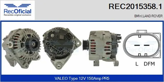 Alternateur RECOFICIAL REC2015358.1