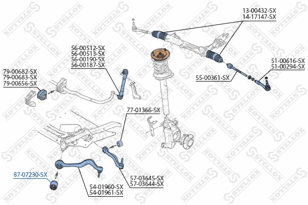 Suspension, bras de liaison STELLOX 87-07230-SX