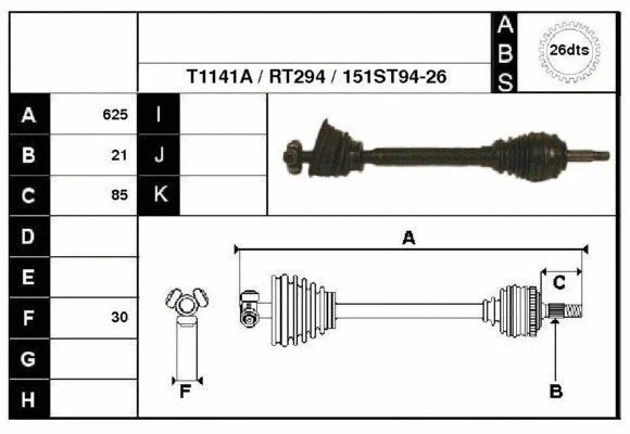 Arbre de transmission Technika 38151A
