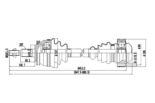 Arbre de transmission DYNAMATRIX DDS261105