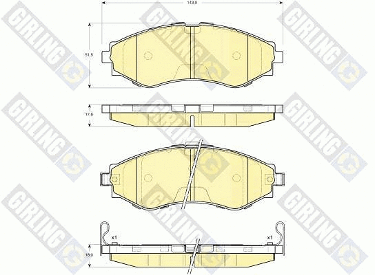 Kit de plaquettes de frein, frein à disque GIRLING 6133459
