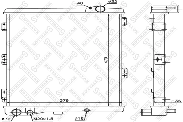 Radiateur, refroidissement du moteur STELLOX 10-25080-SX