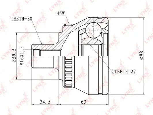 Jeu de joints, arbre de transmission LYNXAUTO CO-1202A