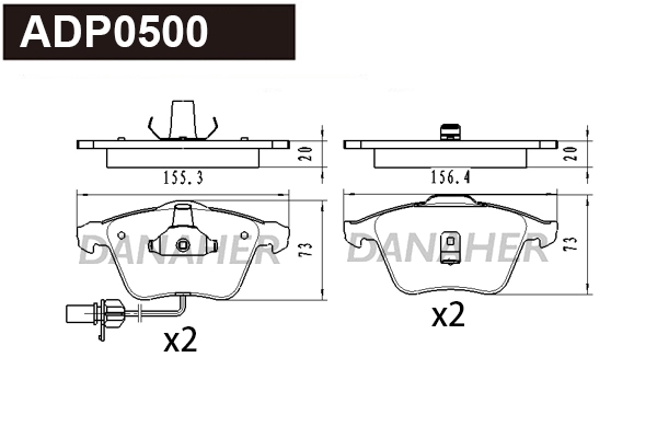Kit de plaquettes de frein, frein à disque DANAHER ADP0500