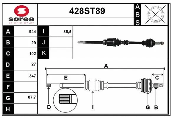 Arbre de transmission STARTCAR 428ST89
