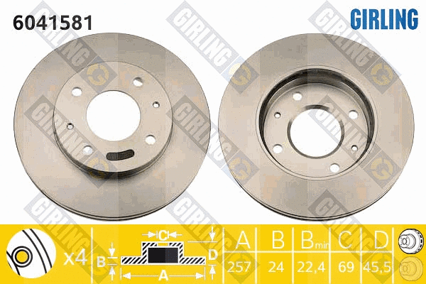 Disque de frein GIRLING 6041581