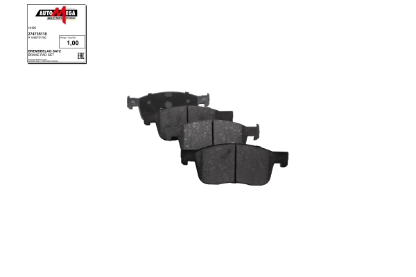 Kit de plaquettes de frein, frein à disque AUTOMEGA 274735110