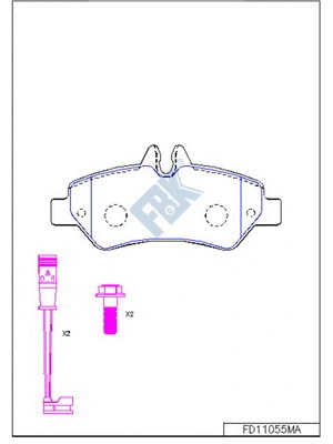 Kit de plaquettes de frein, frein à disque FBK FD11055MA