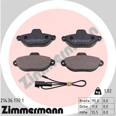 Kit de plaquettes de frein, frein à disque ZIMMERMANN 21436.170.1