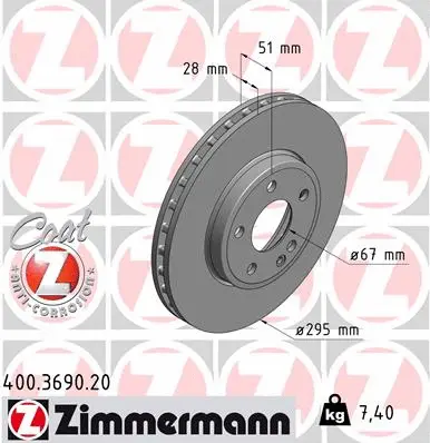 Disque de frein ZIMMERMANN 400.3690.20