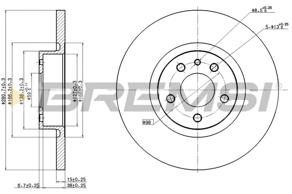 Disque de frein BREMSI CD7057S
