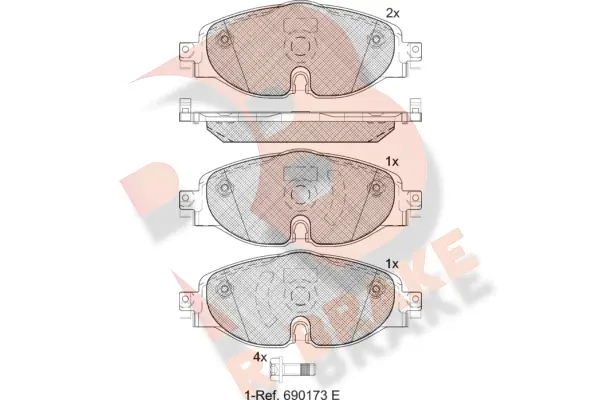 Kit de plaquettes de frein, frein à disque R BRAKE RB2111-204