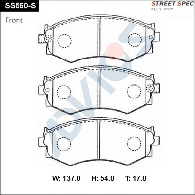 Kit de plaquettes de frein, frein à disque ADVICS SS560-S