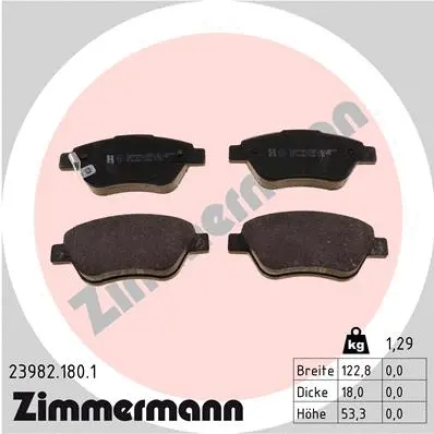 Kit de plaquettes de frein, frein à disque ZIMMERMANN 23982.180.1