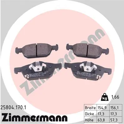 Kit de plaquettes de frein, frein à disque ZIMMERMANN 25804.170.1