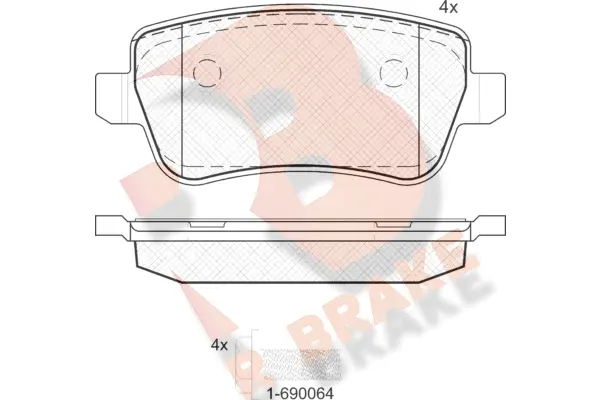 Kit de plaquettes de frein, frein à disque R BRAKE RB1763