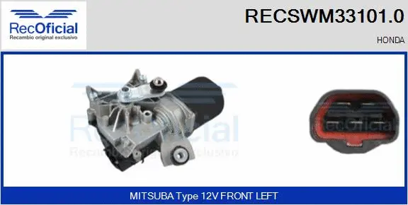 Moteur d'essuie-glace RECOFICIAL RECSWM33101.0